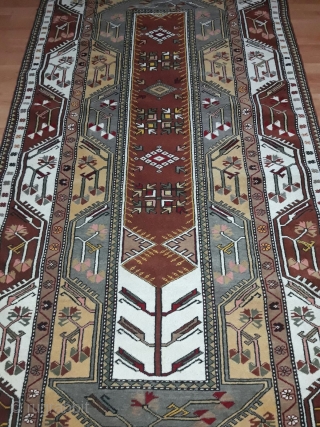 Turkish Antique Ada Milas Rug

Here is a classic Turkish 'Ada Milas' carpet.

Wool on wool. Natural dye. The carpet is naturally dyed Milas wool.
 
90 years old carpet.

4.19 x 8.03 ft (128 x  ...