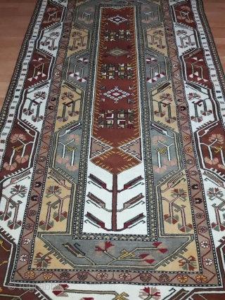 Turkish Antique Ada Milas Rug

Here is a classic Turkish 'Ada Milas' carpet.

Wool on wool. Natural dye. The carpet is naturally dyed Milas wool.
 
90 years old carpet.

4.19 x 8.03 ft (128 x  ...