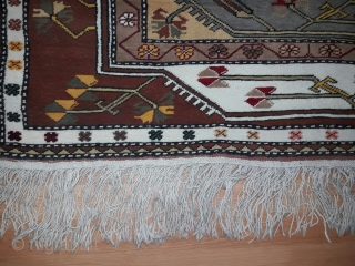 Turkish Antique Ada Milas Rug

Here is a classic Turkish 'Ada Milas' carpet.

Wool on wool. Natural dye. The carpet is naturally dyed Milas wool.
 
90 years old carpet.

4.19 x 8.03 ft (128 x  ...