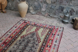 Turkish antique Obruk Kilim, vintage kilim rugs and most Obruk kilim rugs.

This is a approximative 70-80 years old rug.

Anatolian antique rug old Obruk kilim.

4.69 x 7.05 ft (143 x 215 cm).

Made from  ...