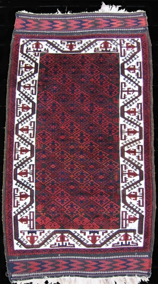 Baluchi rug circa 1900, 3'2' x 5'8" in over-all excellent condition with some minor corrosion of the brown. High color saturation with exceptional wool.         