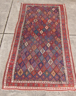 Jaf Kurd rug, Late 19th c., 4'8" x 8'4".  An exceptional Jaf Kurd rug, rare and beautiful. Lovely naturally dyed colors in an amazing display of diamonds.  Approximately, approx. 2  ...