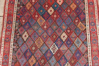 Jaf Kurd rug, Late 19th c., 4'8" x 8'4".  An exceptional Jaf Kurd rug, rare and beautiful. Lovely naturally dyed colors in an amazing display of diamonds.  Approximately, approx. 2  ...