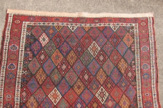 Jaf Kurd rug, Late 19th c., 4'8" x 8'4".  An exceptional Jaf Kurd rug, rare and beautiful. Lovely naturally dyed colors in an amazing display of diamonds.  Approximately, approx. 2  ...