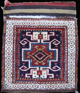 Shahsavan or S. Caucasian bag, 1'7" x 1'6", in excellent condition with natural dyes and a powerful graphic design.              