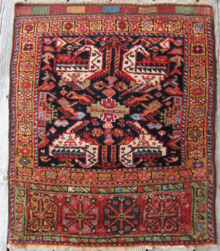 Sanjabi Kurd bag face, circa1900 2' x 2'6".  This is one of the best examples of the type that I've see.  The field elements are well drawn, unlike many that  ...
