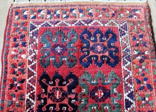 19th C. C. Anatolian Gelveri rug, 4' x 8'5". Richly colored and in perfect condition. (Faded appearance is due to bright light).  See Bruggemann & Bohmer, RUGS of the PEASANTS &  ...