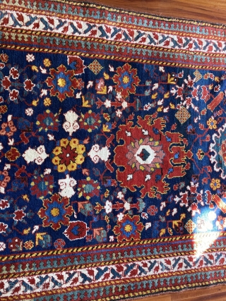 Kurdish Sauj Bulaq carpet featuring a beautiful Harshang design, 2nd half 19th C., 12' x 5'2", in excellent condition. Minor losses to ends. Full pile with small areas of light wear.   ...