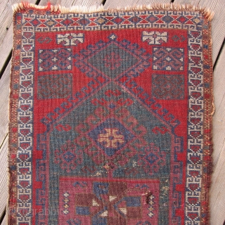E. Anatolian yastik, 2nd half 19th C.  Deep green, surrounded by a rich cochineal background, make this a very powerful color statement. Older than most, the drawing is in keeping with  ...