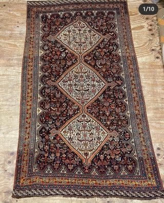 This exquisite rug showcases the artistry of Persian tribal craftsmanship with a distinctive Ghashghai Khamseh Bird design. Woven by skilled artisans, this collectible piece is crafted from high-quality wool and features intricate  ...