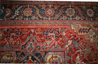 A Magnificent antique Persian Heriz from 1910.It is in phenomenal condition with an absolute nice size 10'-8" x 13'-4",which fits in 11' x 13' size category, that is an odd size, and  ...