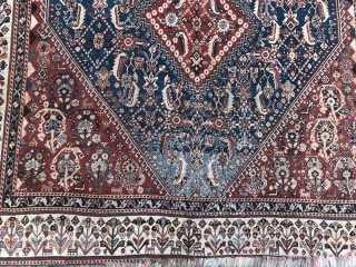 A late 19th Century SW Persian Qashqai . As you see, it does have some misusing at the ends bur rug has low even pile from top to bottom. No holes or  ...