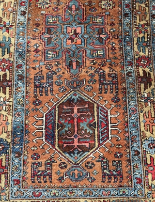 Heriz Karadje 1930 antique full pile superb colors 80x300                        