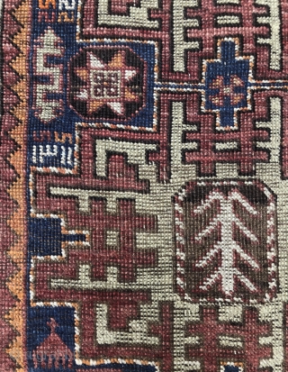Kazak with Lesghi stars mini prayer rug dated 1311= 1893
Ca. 100x70
Rare piece and very decorative 
White thick border               