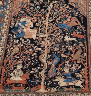 Figural rug inspired by Kashan & Kirman Persian rugs inscribed Kabul
190x140
                      