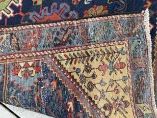 Antique Hamedan size 200x135 , beautiful colors ! Good floor both ends missing guard boarders!                  