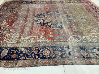 Antique Kashan Mohtasham rug size 315x253 cm
Some wear , strong abrash!                      