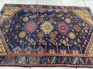 Antique Hamedan size 200x135 , beautiful colors ! Good floor both ends missing guard boarders!                  