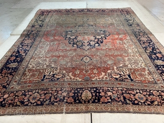 Antique Kashan Mohtasham rug size 315x253 cm
Some wear , strong abrash!                      