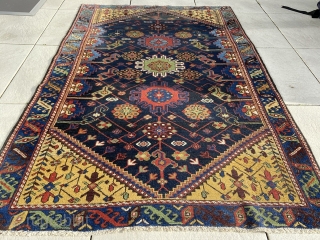 Antique Hamedan size 200x135 , beautiful colors ! Good floor both ends missing guard boarders!                  