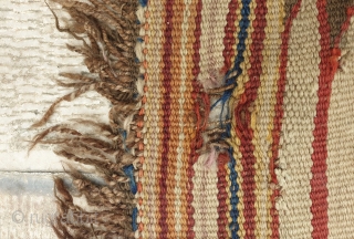 Fascinating KHALAJ kilim 
Aged 150 - 160 years old (circa 1860)
Almost in good  condition,fringes are a bit damaged
Have three holes(as small as a coin)
Needs simple wash with water
Measurements  290*172 cm  ...