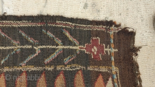 Fascinating KHALAJ kilim 
Aged 150 - 160 years old (circa 1860)
Almost in good  condition,fringes are a bit damaged
Have three holes(as small as a coin)
Needs simple wash with water
Measurements  290*172 cm  ...