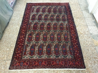 A symmetrically knotted Kurdi rug
From sanandaj,
the field design is composed of repeat made up from buteh pattern,more typically found in kerman rugs
its colors are so sharp,monochromatic blue in excellent condition,cotton foundation,
Measuring   ...