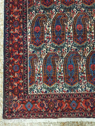 A symmetrically knotted Kurdi rug
From sanandaj,
the field design is composed of repeat made up from buteh pattern,more typically found in kerman rugs
its colors are so sharp,monochromatic blue in excellent condition,cotton foundation,
Measuring   ...