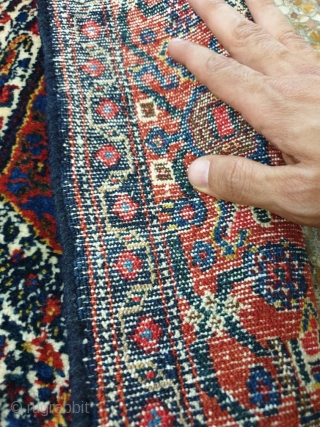 A symmetrically knotted Kurdi rug
From sanandaj,
the field design is composed of repeat made up from buteh pattern,more typically found in kerman rugs
its colors are so sharp,monochromatic blue in excellent condition,cotton foundation,
Measuring   ...