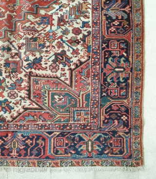 Heris carpet 

Adorable Heris carpet with fascinating medallion,interestingly with this carpet is its measurements which are : 320 * 275 cm  
It has an old repair on one side , circa  ...