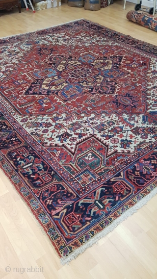 Heris carpet 

Adorable Heris carpet with fascinating medallion,interestingly with this carpet is its measurements which are : 320 * 275 cm  
It has an old repair on one side , circa  ...