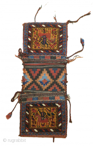 Iconic small afshar khorjin , has been made for chief of the clan , circa 1920 , size 78 * 30 cm           