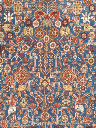 Qashqai rug

Mersmerisizng burst of flowers on this blue field qashqai rug makes this rug an collectible item , almost in excellent condition. Borders has very unique design, it is possibly woven by  ...