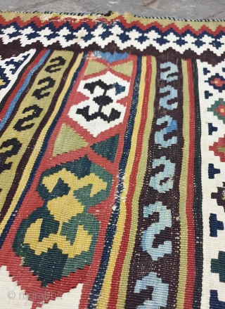 Qashqai kilim

Exemplary Qashqai kilim with lively sharp colors. golden yellows , light blues & grass greens gives a genuine soul into the kilim.Whites are made of cotton.
 the design is composed of  ...