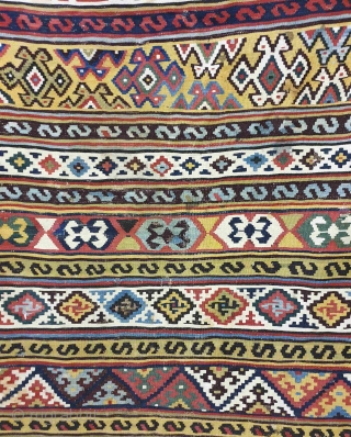 Qashqai kilim

Exemplary Qashqai kilim with lively sharp colors. golden yellows , light blues & grass greens gives a genuine soul into the kilim.Whites are made of cotton.
 the design is composed of  ...