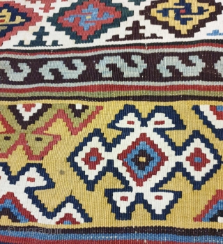 Qashqai kilim

Exemplary Qashqai kilim with lively sharp colors. golden yellows , light blues & grass greens gives a genuine soul into the kilim.Whites are made of cotton.
 the design is composed of  ...