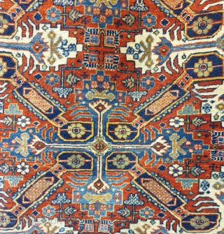 An amazing rug with zeikhur pattern , interestingly is that the rug is woven in Kashan of iran , weaving density is high.
The condition is excellent considering the age , circa 1940  ...