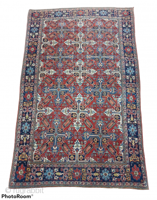 An amazing rug with zeikhur pattern , interestingly is that the rug is woven in Kashan of iran , weaving density is high.
The condition is excellent considering the age , circa 1940  ...