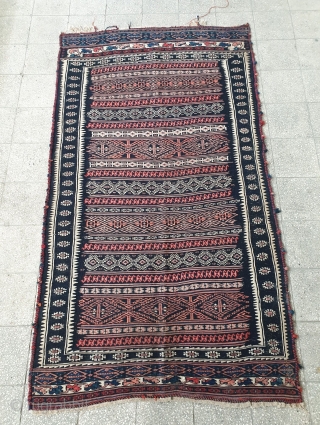 Antique Afshar kilim with Intricate fine weaving, naturally dyed 
Early 20th century , size 222 * 122 cm, excellent condition             