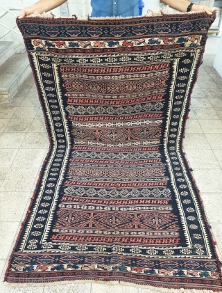 Antique Afshar kilim with Intricate fine weaving, naturally dyed 
Early 20th century , size 222 * 122 cm, excellent condition             