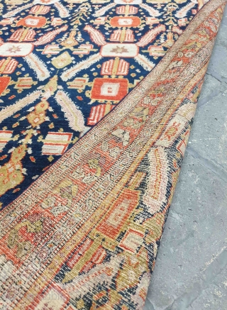 Sanandaj rug

I'm of the opinion that the pattern of this velvet like Kurdish rug is originated from Herati fish pattern , although the structure looks like Zeichur rugs of Caucasus. 
Background of  ...