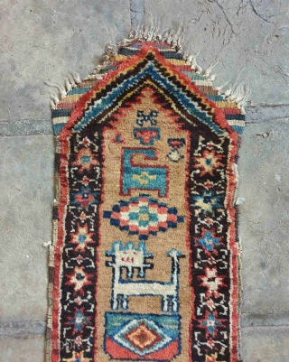 Seldom Kurdish piled rug,utility cover,aged 80 years
96 * 41 cm                       