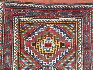 Wool foundation rug from kurds of quchan region , northeast of iran , brilliant shiny colors , glossy wool
 circa 1920 , the rug has a very soft touch
Size 275 * 142  ...