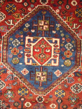 KAMSEH'S TRIBAL RUG: The rug is dated approximately 1930. The dyes appear to be entirely natural. This tribal rug is Kamsehs and not Qashqa’is as originally thought. The weft is wool and  ...