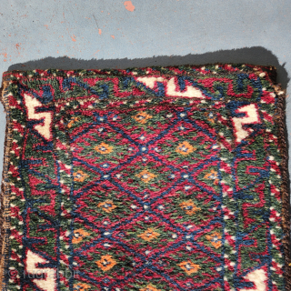 Baluch balisht pillow bag, early 20c and in m.i.n.t. condition! 

Measuring 78x40cm, this striking bag has full pile with natural dyes and soft wool. Kilim ends and original back. Goathair selvedge and  ...