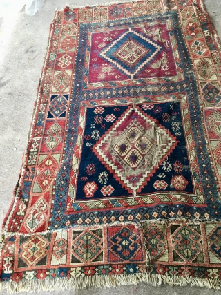 Anatolian early C19th  Rug  196 cm  *120 cm      All wool  damaged and reduced
Pay PayPal or BACS transfer   postage included    ...