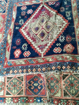 Anatolian early C19th  Rug  196 cm  *120 cm      All wool  damaged and reduced
Pay PayPal or BACS transfer   postage included    ...