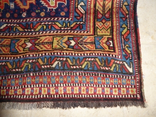 Ref 1616 Khamseh chicken rug, South West Persia circa 1900.  In good condition with only minor restoration. 7'2 x 5'2 - 218 x 157        