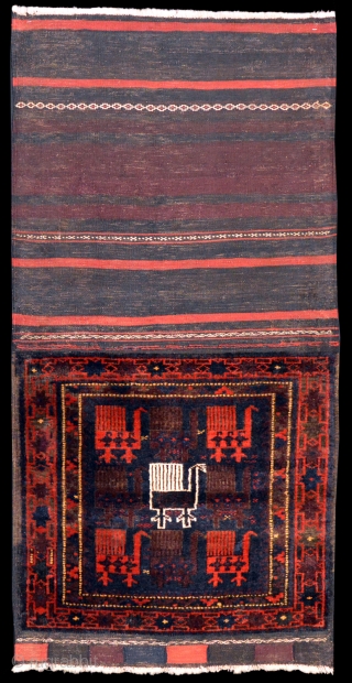 Ref 1466 Balouch bird bag with scintillating colours in good condition just some reweaves in the kelim back. 4'7 x 2'3 - 138 x 69.  Circa 1900
or try my pages or  ...