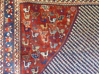 1530 Khamseh carpet of unusual size in good condition with all natural dyes.
6'11 x 6'1 - 205 z 185              